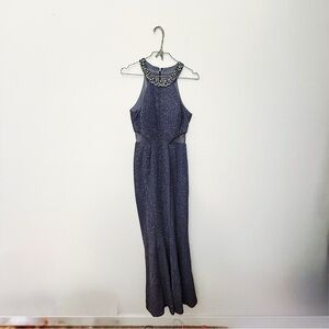 Nightway Navy Sequin Evening Gown